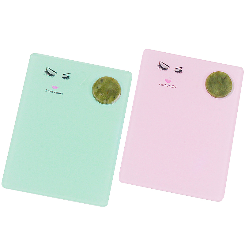 Vassoio per piastra per estensione ciglia in pietra di giada acrilica, supporto per ciglia per innesto, colla per pallet, supporto per strumenti per il trucco