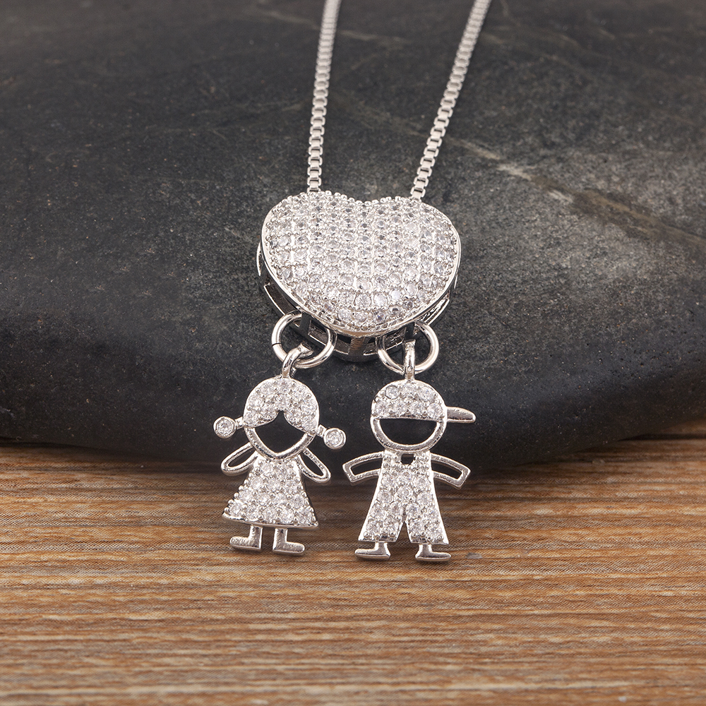 Nidin Trend Son/Daughter Boy/Girl Pendant Necklaces Female Versatile Chain Choker Jewelry Birthday: Titanium Plated