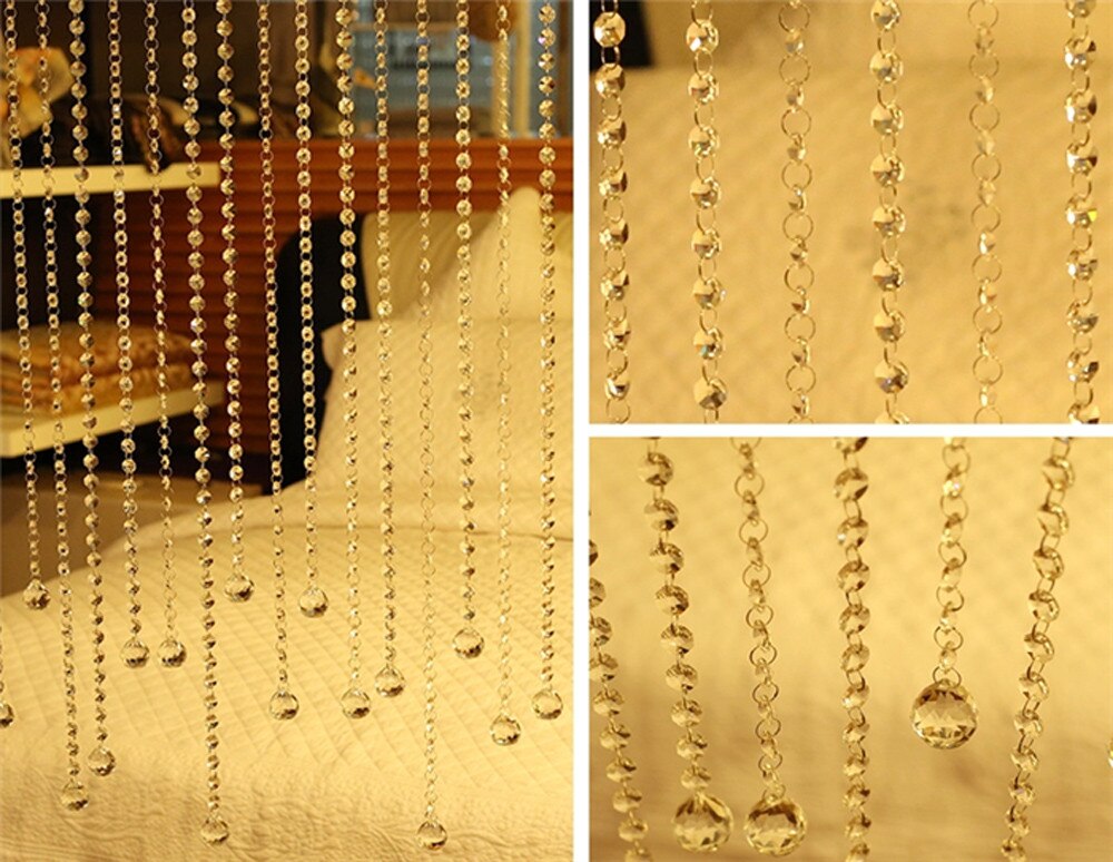 Crystal Glass Bead Curtain Luxury Living Room Bedroom Window Door Wedding Decor Curtain Bead Curtain Screen