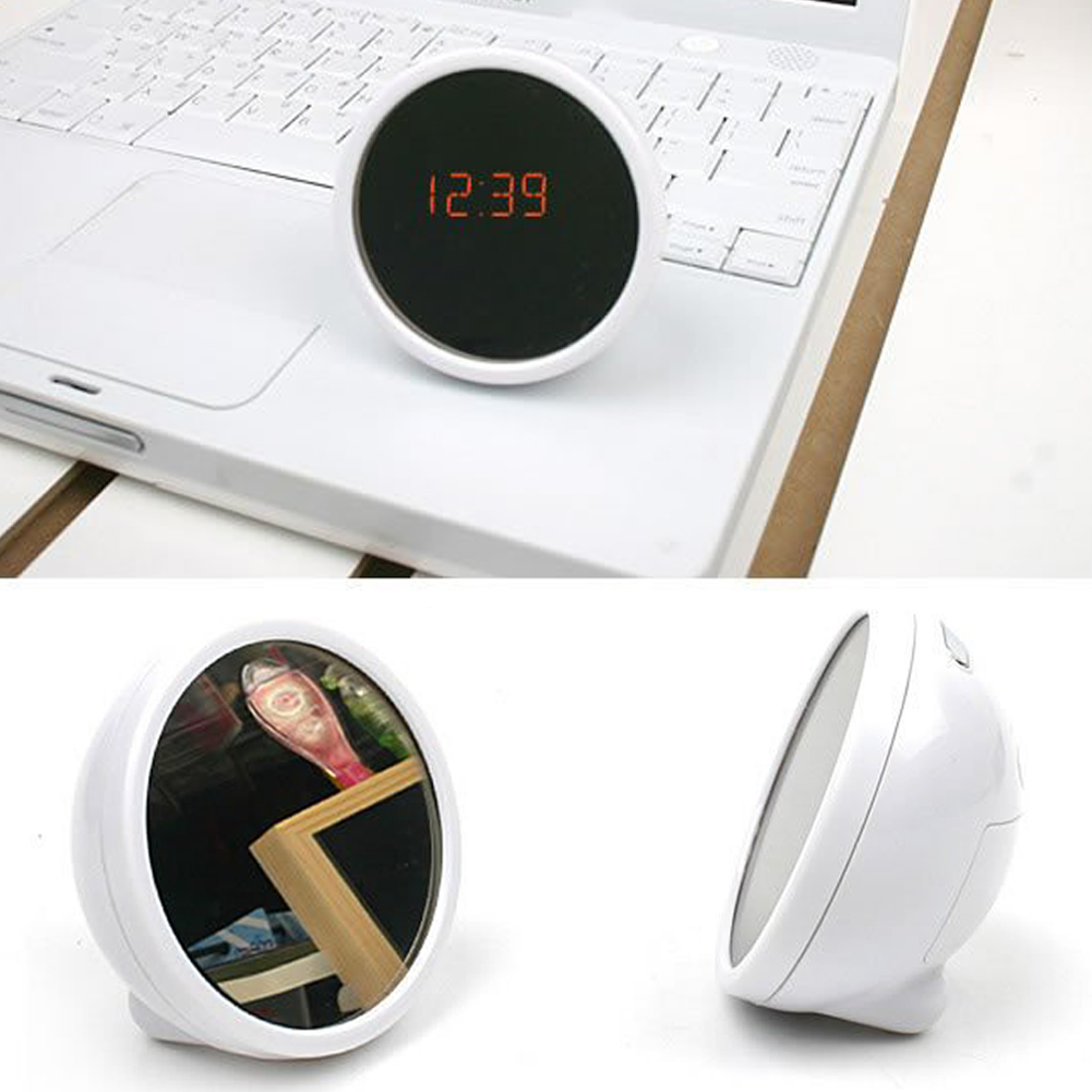Mini Desktop Digital Clock LED Display Mirror Electronic Noiseless Digital Alarm Clock Mini Children Student Desk Table Clock