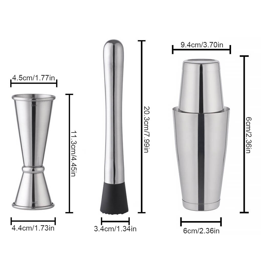 Cocktail Shaker Barman Kit 10Pcs Rvs Cocktail Zeef... Grandado