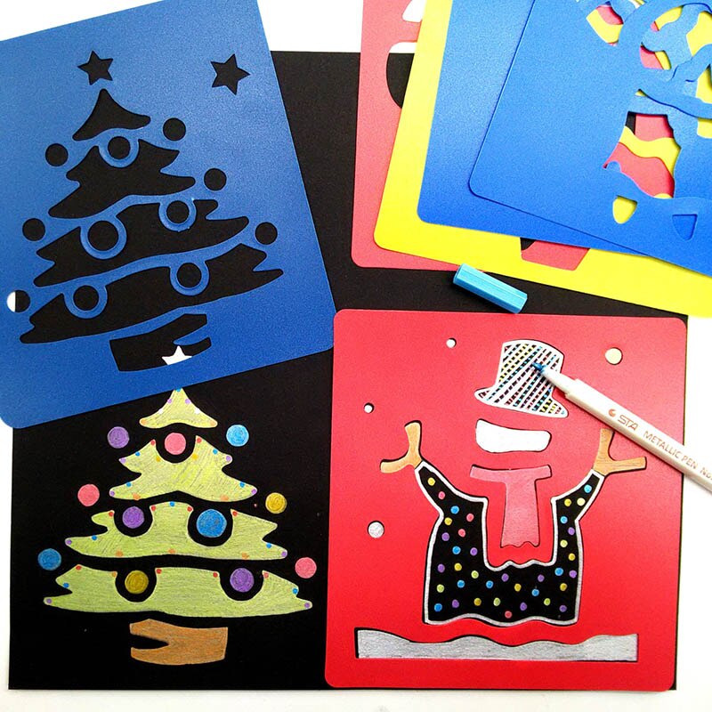 6Pcs Children Transport Shaped Plastic Painting Drawing Template Stencil Kids Toy