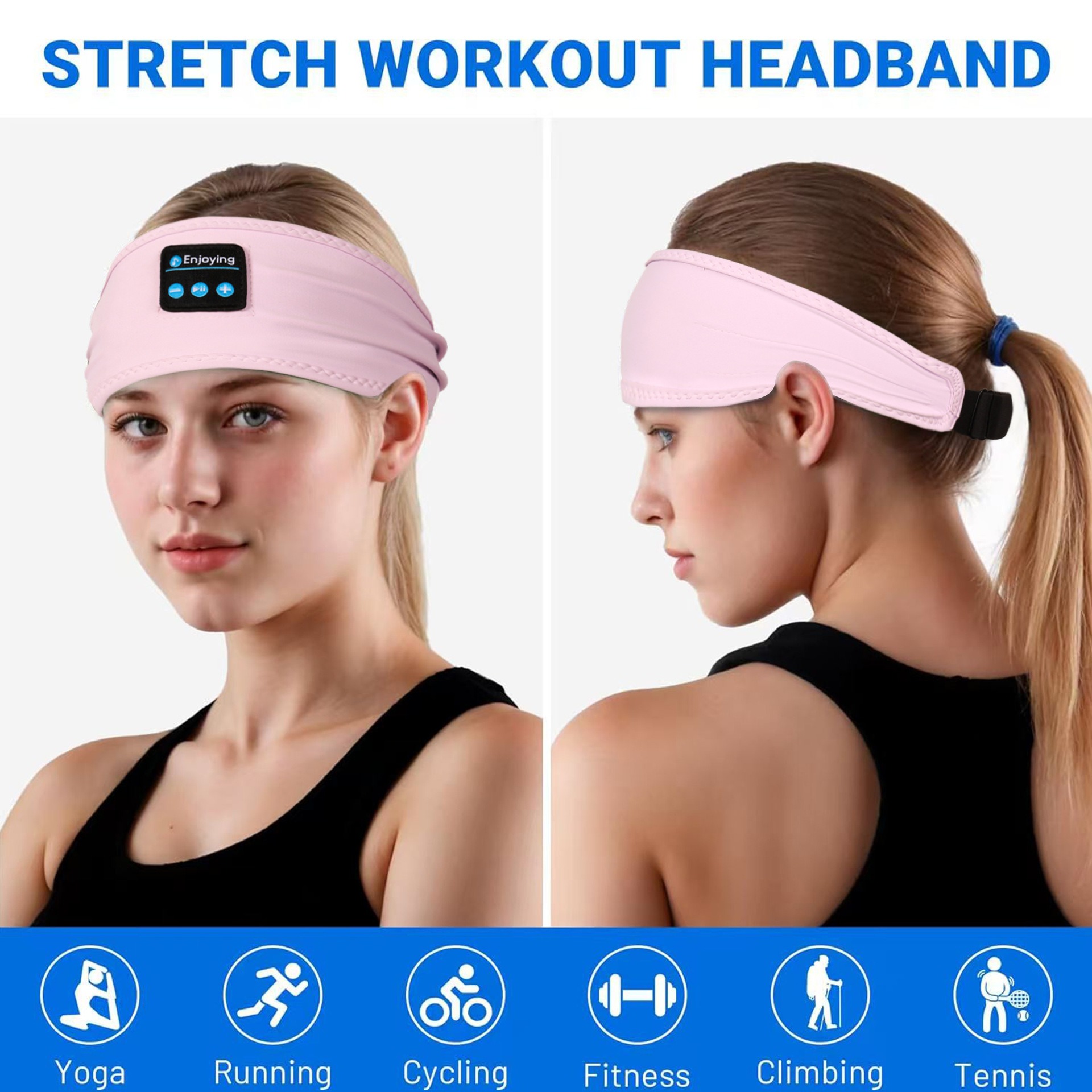 Fone Bluetooth-Kopfhörer, Sport-Schlaf-Stirnband, elastische kabellose Kopfhörer, Musik-Augenmaske, kabelloses Bluetooth-Headset-Stirnband