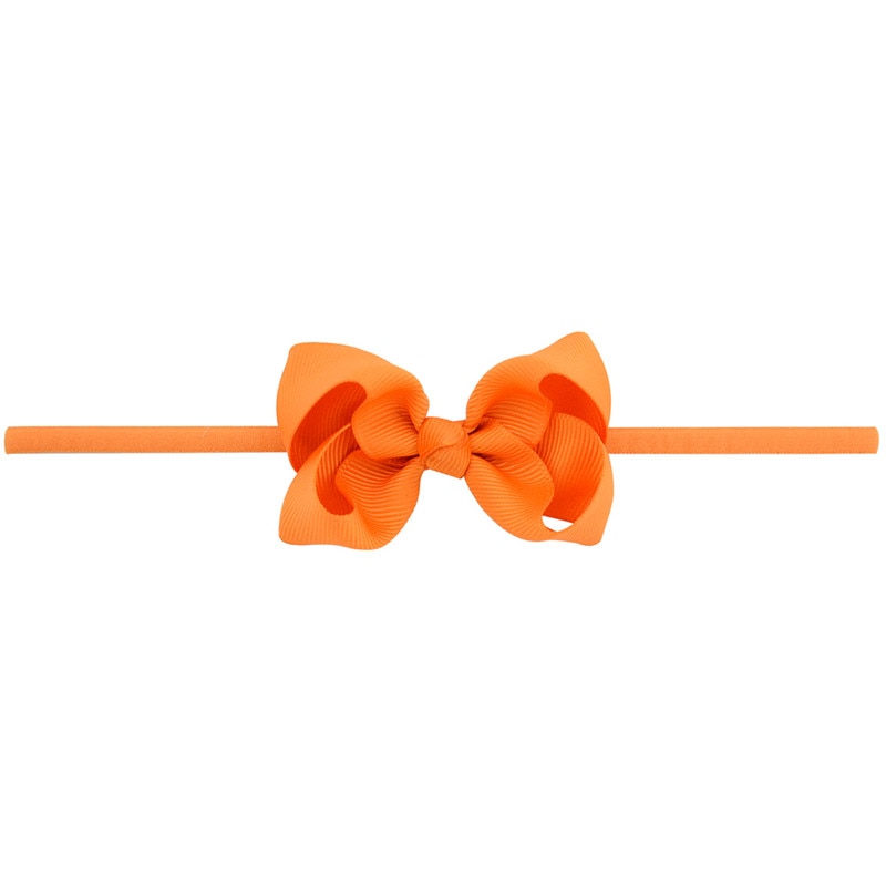 Baby Kids Kleine Leuke Hoofdband DIY boog-knoop Grosgrain Lint Boog Dunne Elastische Tulband Haarbanden Meisjes Hoofdbanden haar Accessoires: 09 Orange