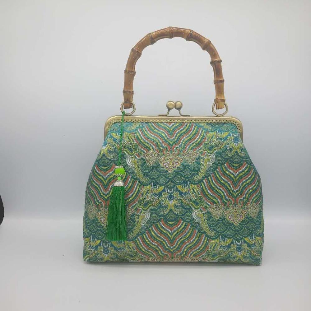 Unique Lock Shell Bags Wood Vintage Flowers Bag Chain Women Shoulder Crossbody Bag Pure Handmade Tote Women&#39;s Handbags: women bag 8