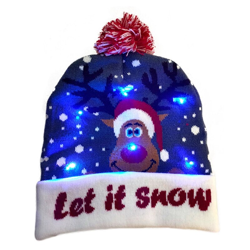 Neuheit LED Licht hoch Weihnachten Mütze Hütte Karikatur Santa Rentier Schneemann Gestrickte Hässliche zur Seite fahren Warme Schädel Kappe: 4