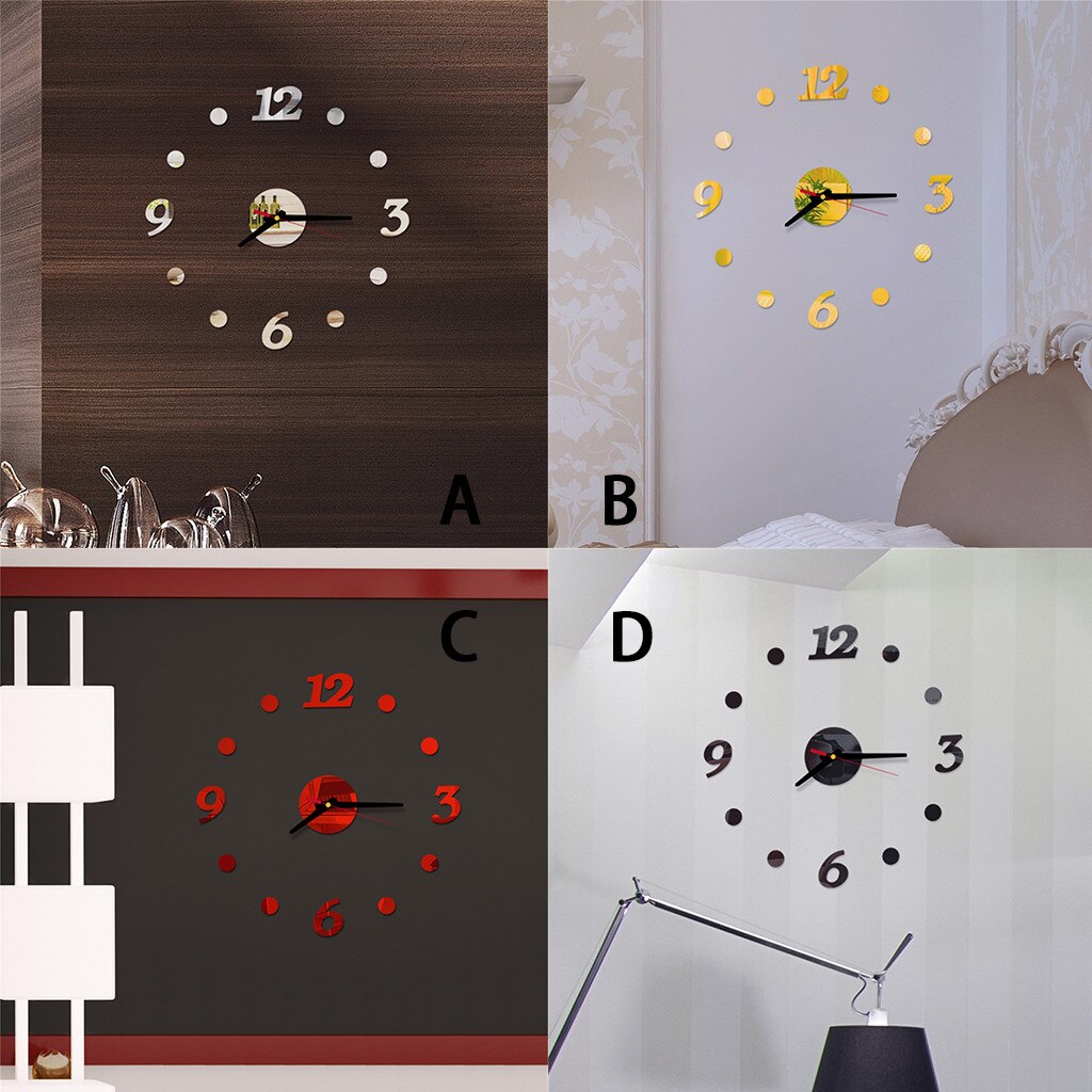 Décoration de la maison horloge murale grand miroir horloges murales moderne horloges murales bricolage autocollant mural Unique horloge de
