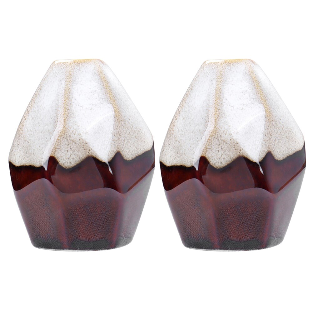 2pcs Multi-faceted Ceramic Vase Table Flower Arrangement Flower Vase Desktop Decoration for Office Hotel Home: White