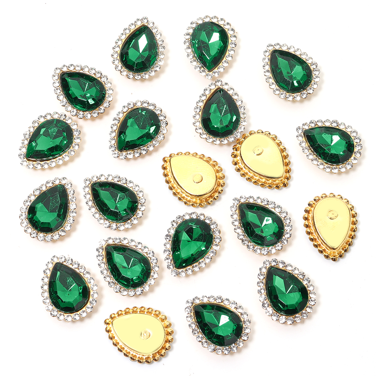 20 piezas forma de gota de agua de girasol, garra de costura, diamantes de imitación, cristales, cuentas de vidrio, botones, piedras para coser, diamantes de imitación para coser ropa: Rojo