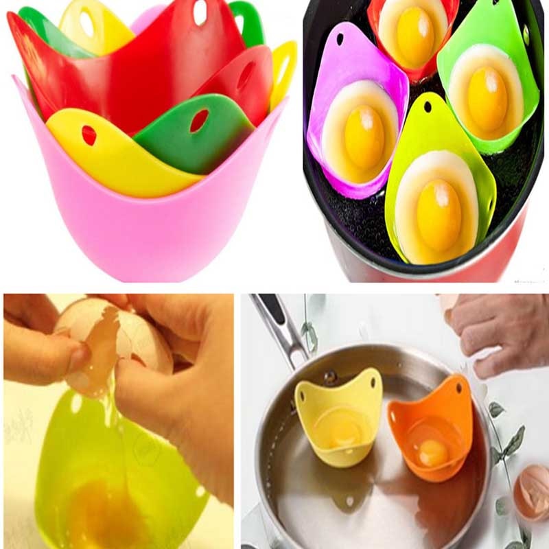 4 Stuks Silicone Egg Stroper Cook Poach Pods Keuken Cookware Gepocheerde Baking Cup Gadget Egg Mold Willekeurige Kleur Myding