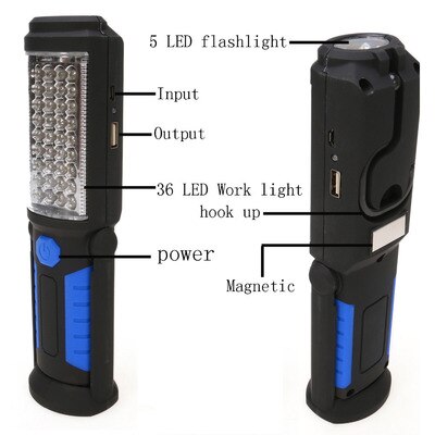 Led Work Lamp USB Rechargeable Magnetic Work Hand Flashlight Emergency Inspection Work Torch Light With Hook Magnet Portable
