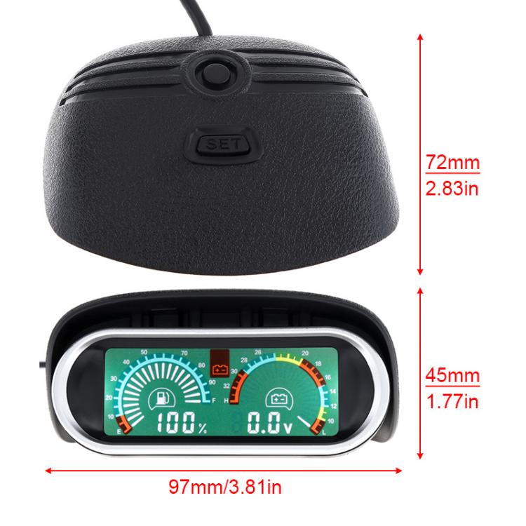 12V / 24V 2 In 1 Universal LCD Digital Voltmeter Voltage+Gauge Oil Fuel Gauge Meter for Car / Truck