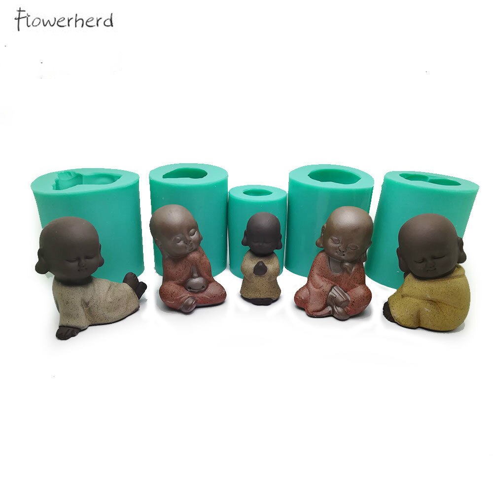 3D petit moine Silicone moule bougie moule plâtre moule résine artisanat moule à la main bricolage bouddha Statue cuisson décoration