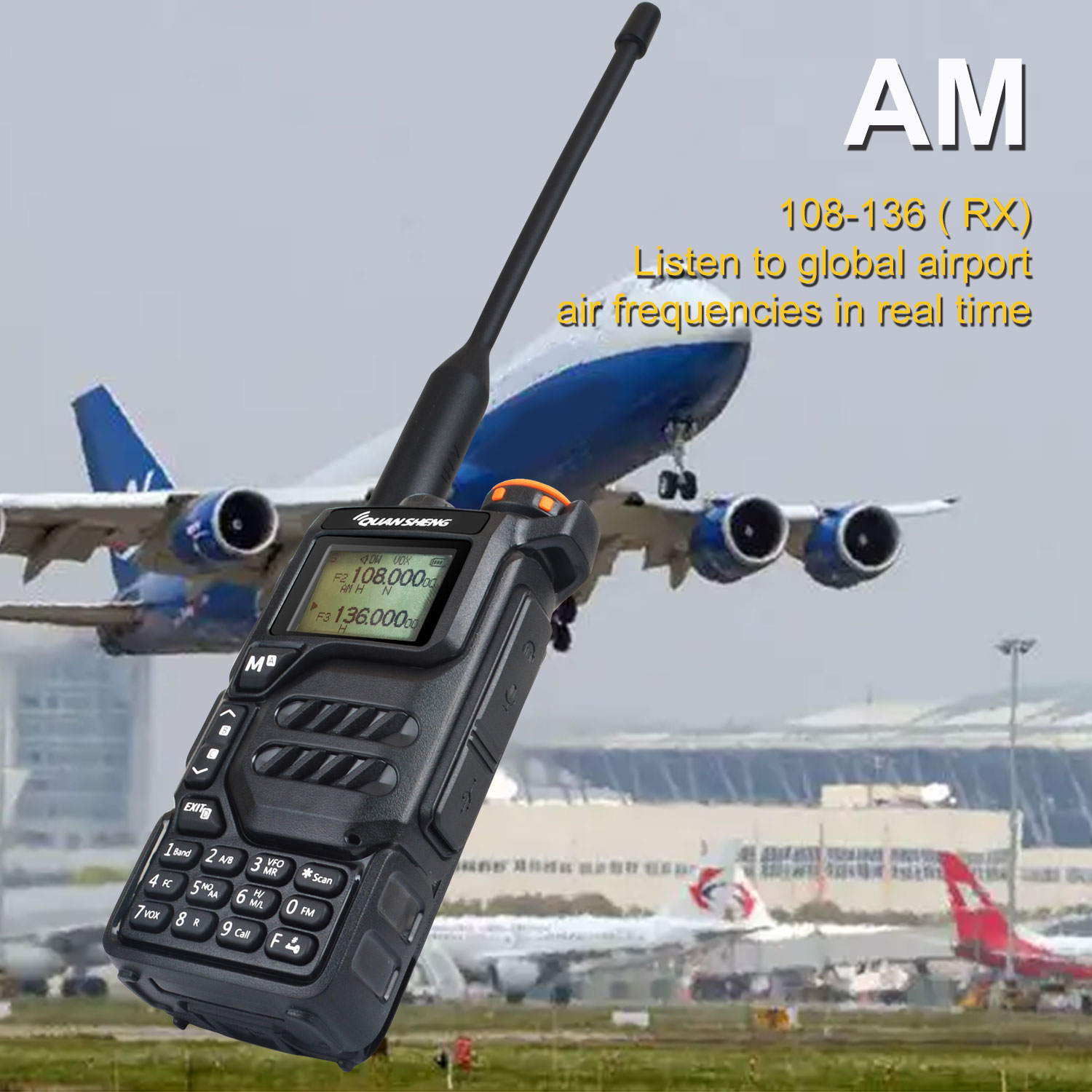 50-600 MHz RX Walkie Talkie UV-K5 Quansheng VHFUHF 136–174 MHz 400–470 MHz RX TX Sowohl DTMF VOX FM Air Band Wireless Freq Copy Radio