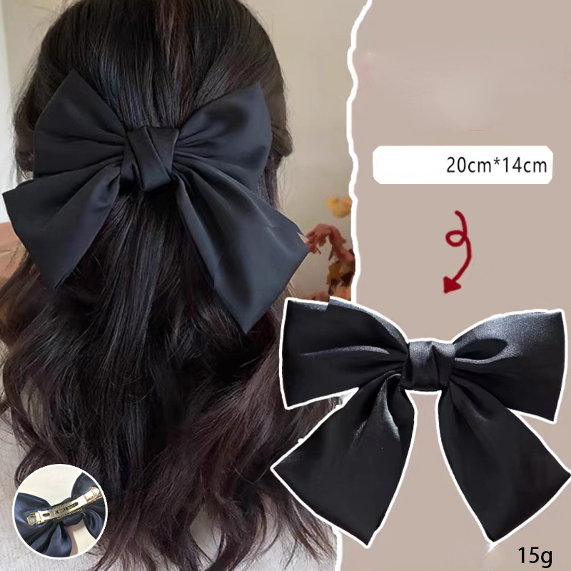 Lystrfac, horquilla con lazo para el pelo de tela a la para mujeres y niñas, pinzas para el cabello con cinta, lazo blanco y negro, Clip superior, accesorios para cabello femenino: Otros