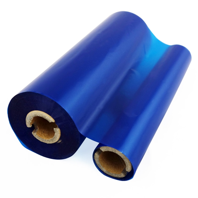 2r x voksbånd til printer 110mm x 90 m blå farve stregkodebånd 1/2 tommer kerne til zebra termisk transfer labelprinter