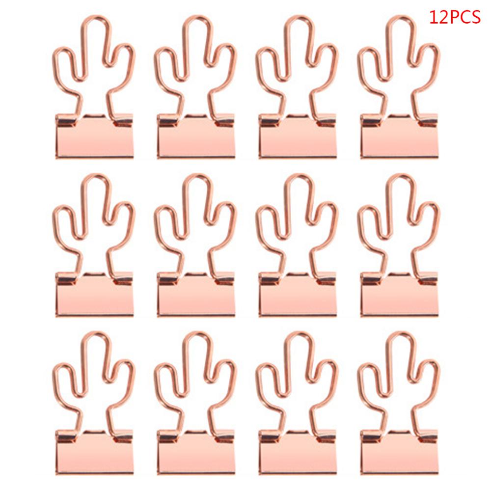 12pcs Cat Heart Cactus Binder Clip Paper Pile Photo Message Ticket Clips Organizer Korean Office School Supplies M17F