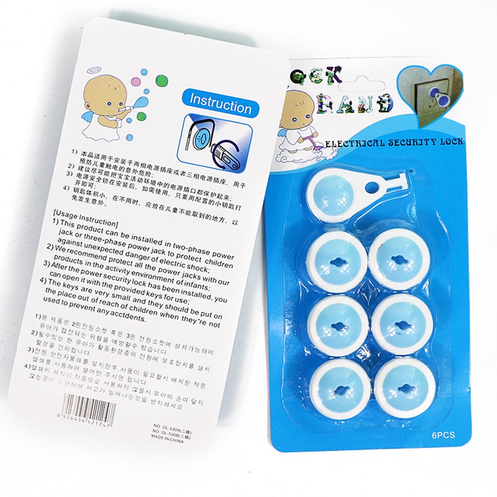 6pcs/lot Baby Electric Socket Kids Protection Plastic Security Lock Outlet Plugs In Socket Russian European Baby Safety Standard