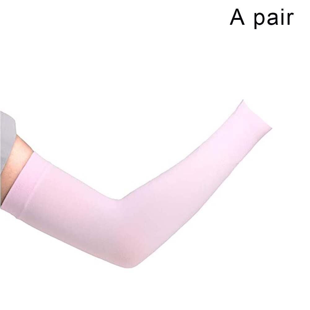 2 Stuks Zomer Arm Mouwen Vrouwen Mannen Arm Compressie Mouw Armwarmer Uv Zon Bescherming Katoen Lange Vingerloze Handschoenen Arm Mouwen: Pink2