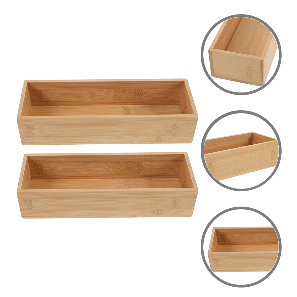 2 Stuks Gebruiksvoorwerp Opbergcontainer Houten Doos Zilverwerk Bamboe Dozen Voor Sieraden Gevallen Reizen