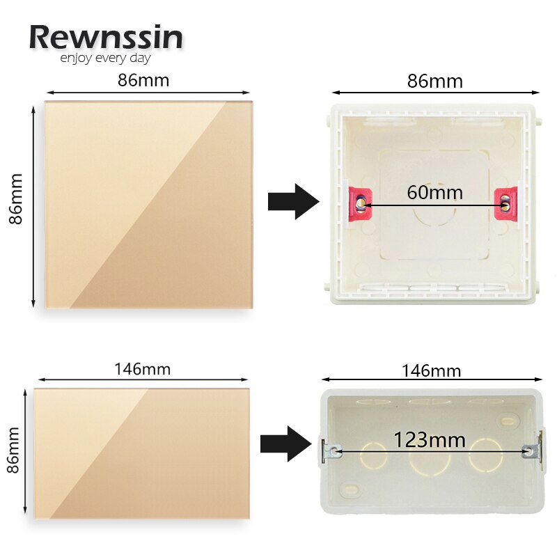 Golden Crystal Glass Panel Wall Audio Socket Terminals 16A Double/Quadruple Binding Post Red and black banana terminal