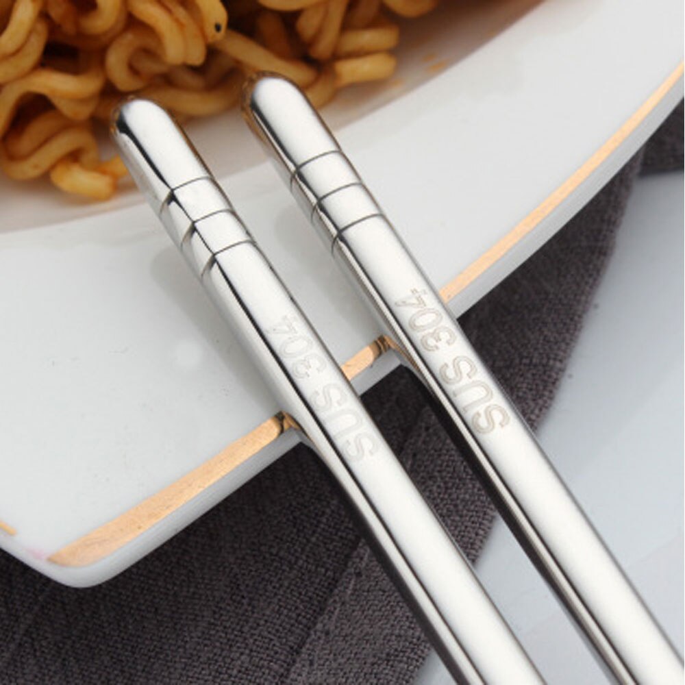 Visual Touch 5Pairs 304 Stainless Steel 8.9"/22.5cm Chopsticks Non-Slip Sushi Chinese Kids Children Reusable Food Japanese Set