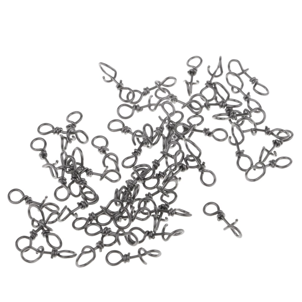 Set of 50Pcs Stainless Steel Fast Lock Fishing Fastach Clip Swivel Connector Fishing Accessories