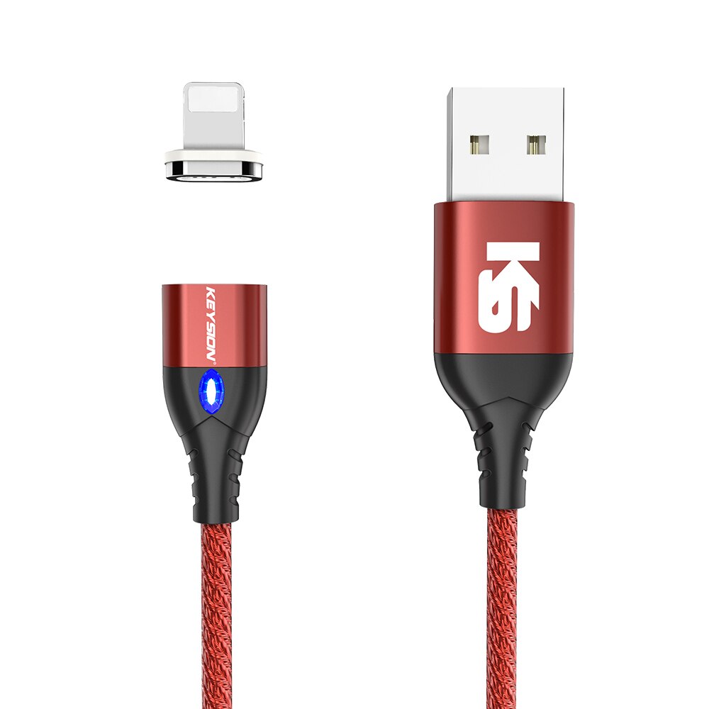 Keysion 3a cabo usb magnético para iphone, micro usb tipo-c, carregamento rápido, micro usb samsung xiaomi: Vermelho / for iOS