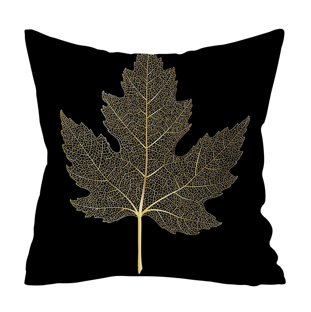 Gold Plant Gedrukt Polyester Kussensloop Decoratieve Kussens Voor Sofa Kussenhoes Home Decor Cojines Decorativos Para Sofá: D