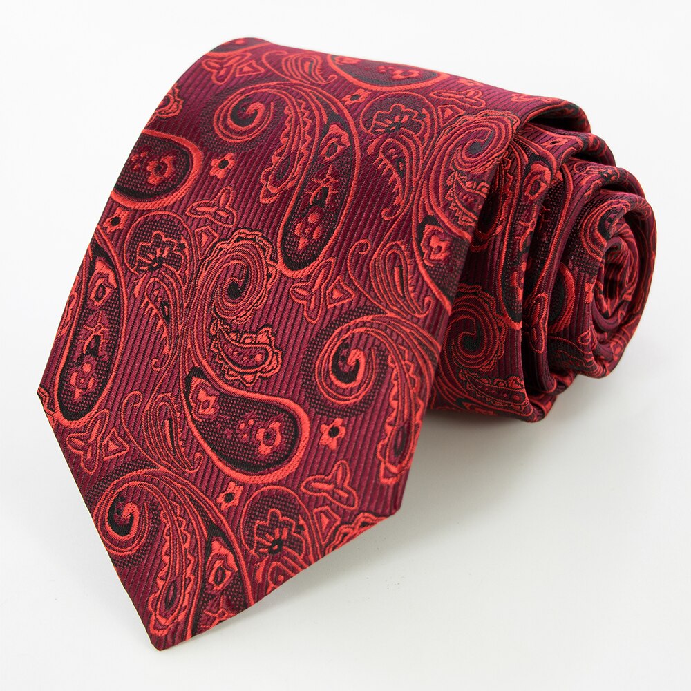 KAMBERFT Silk Mens Ties 8cm Floral Paisley Jacquare Woven Ties For Men Cravata Business Wedding Accessories: 10