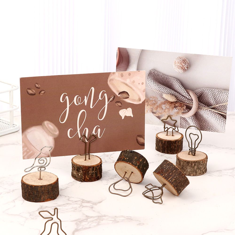 Gold Wooden Table Numbers Holder Paper Clamp Wedding Supplies Photos Clips Picture Frame Place Card Clamps Stand