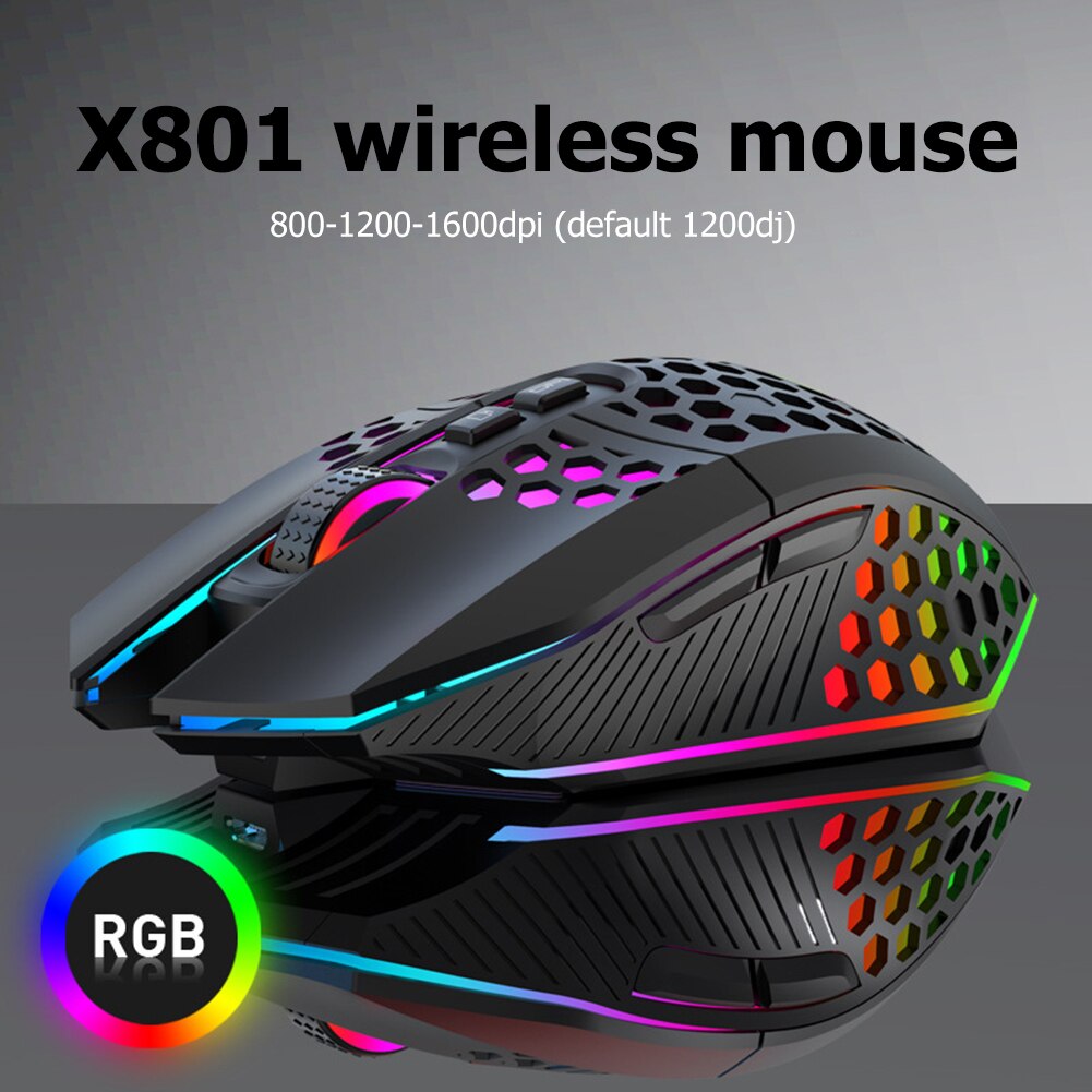 White black wireless mouse rechargeable honeycomb hollow RGB luminous desktop computer notebook game mouse
