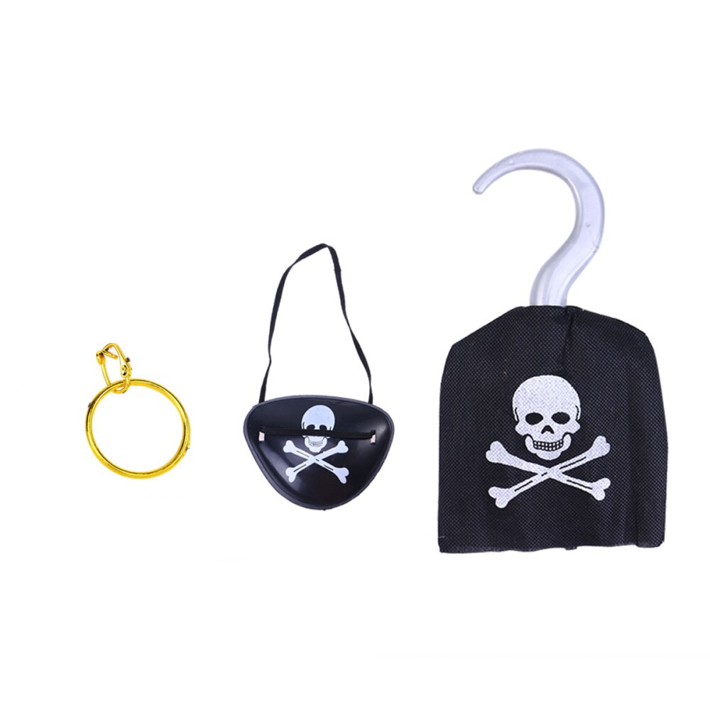 6pcs Pirate Costume Pirate Earring Eye Patches Pirate Hook Party Supplies Prop Set for Cosplay Performance Party