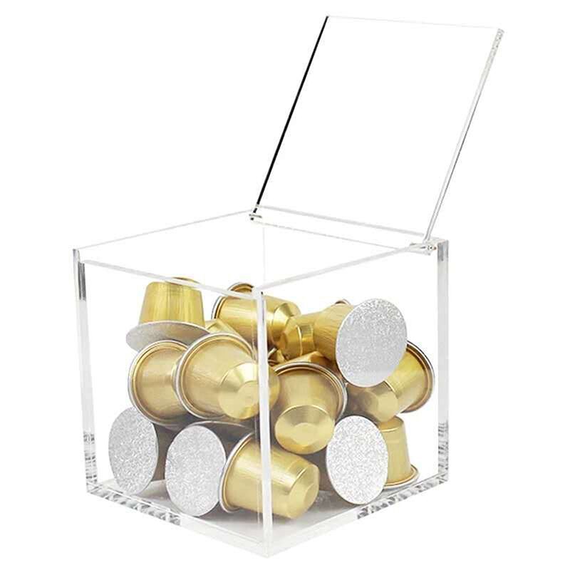 10cm Acrylic Capsule Coffee Storage Box Holder Transparent Dustproof Case with Lid Candy Container Boxes