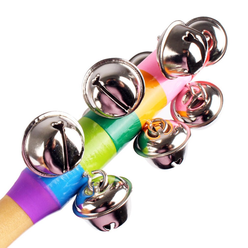 Baby Kids Hand Holding Bells Wooden Colorful Developmental Rattle Puzzle Toys Portability