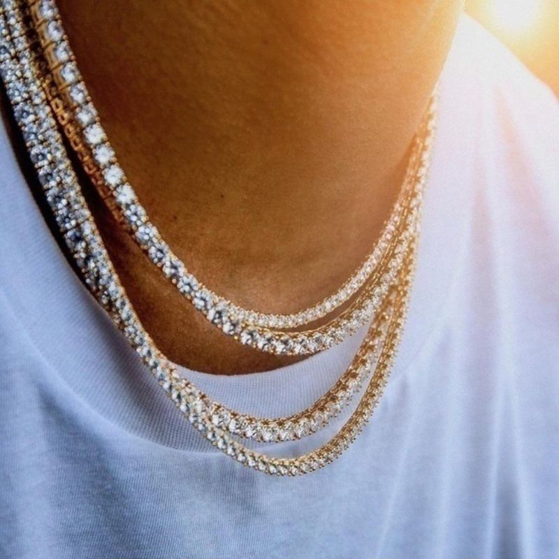 Hip Hop Kristall Schmuck Männer Chunky Halskette Iced Cubic Zirkon Miami Cuban Link Kette Halskette Schmuck