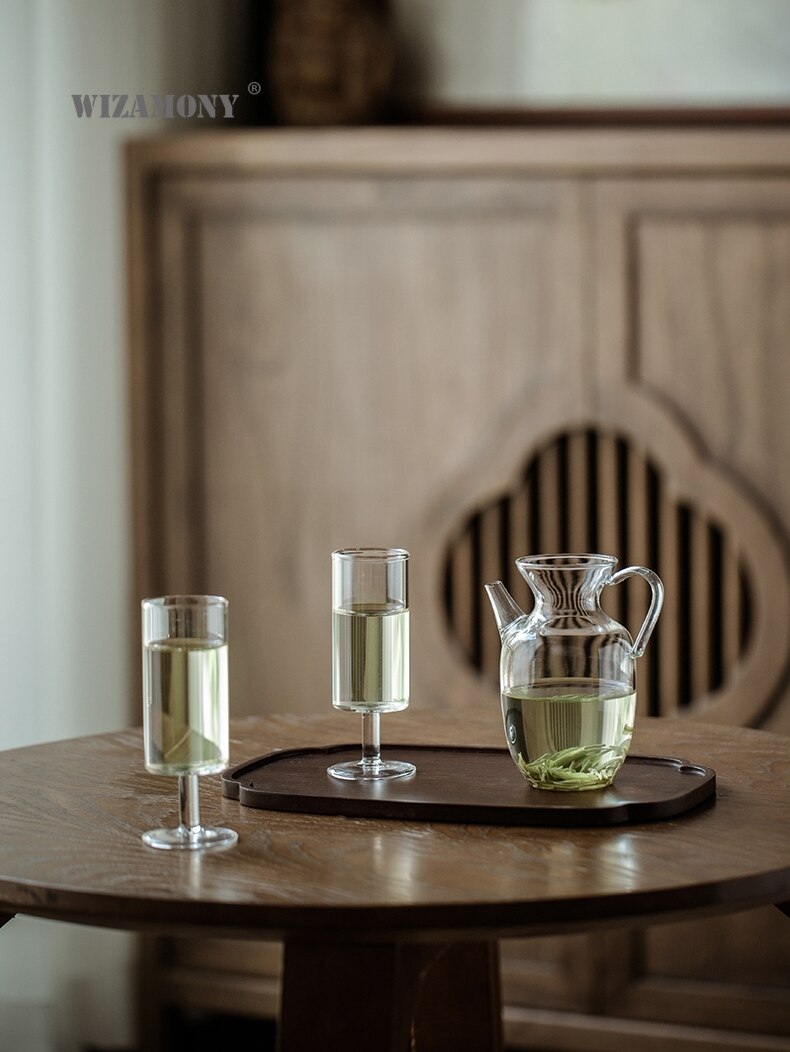 WIZAMONY-TETERA de té verde de vidrio, resistente a altas temperaturas, maceta de estilo japonés, soporte, trompeta, Song pot, taza de feria