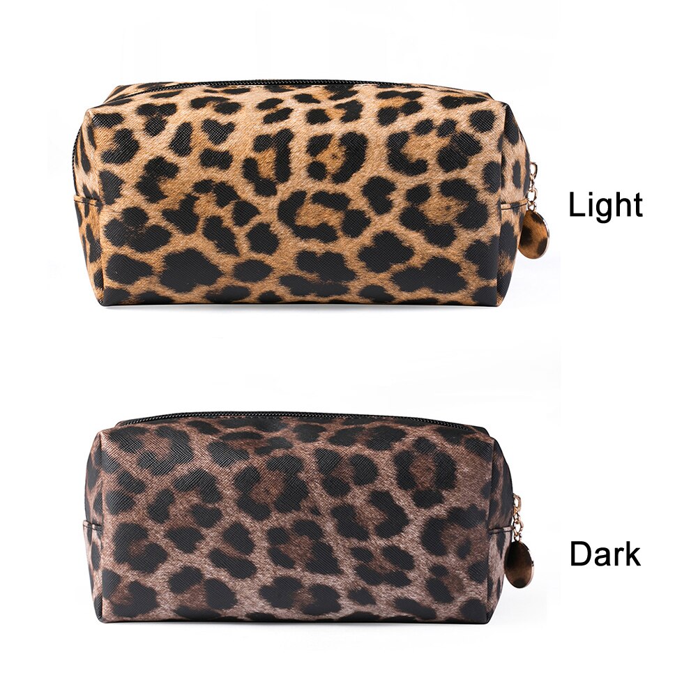 Frauen machen-hoch PU Leder Praktische Große Kapazität Organizer Multifunktionale Kosmetik Tasche Leopard drucken Lagerung Beutel