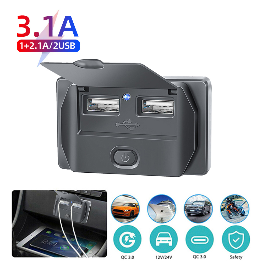 4-Ports PD QC3.0 Car Charging Splitter Outlet Car Charger Socket Adapter with Switch 12/24V for Car Bus RV ATV Truck Boat: GRAY