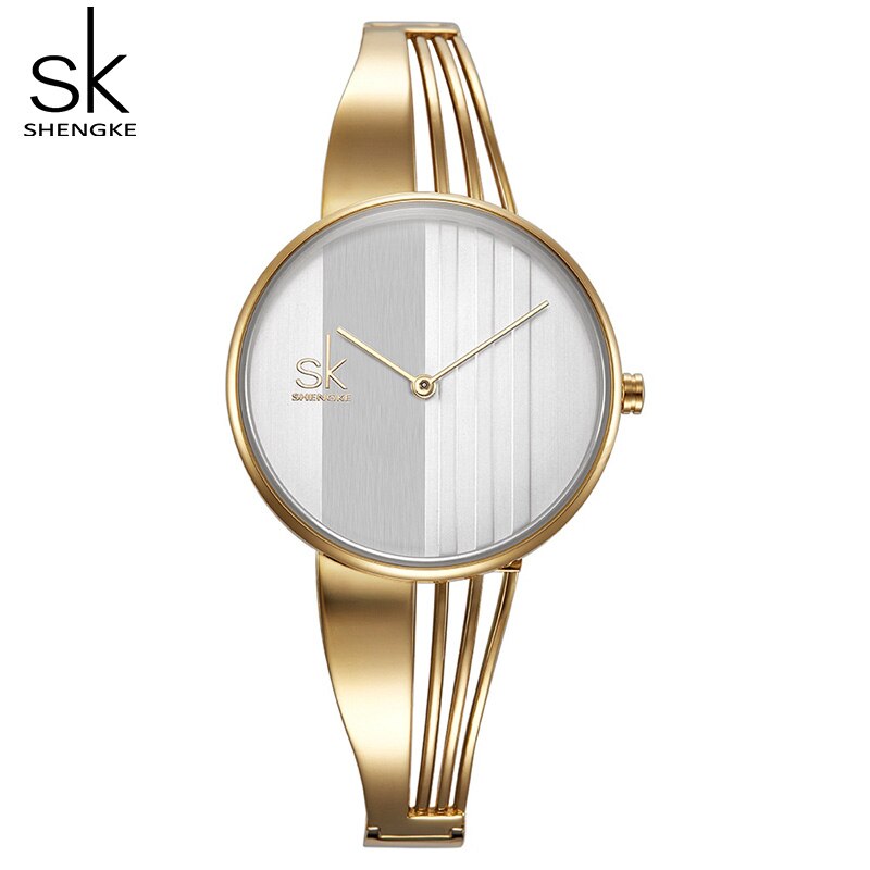 Shengke Mode Vrouwen Horloges Rose Gold Dames Armband Horloges Reloj Mujer SK Quartz Horloges Voor Vrouwen # k0062: Gold watch