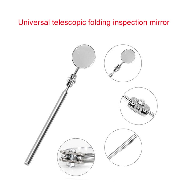 Car Inspection Mirror Extendable Round Mirror Car Telescopic Manual Tool Auto Parts Extendable