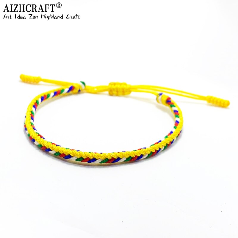 Aizhcraft 6 Kleuren Boeddhistische Liefde Lucky Charm Tibetaanse Armbanden & Armbanden Voor Vrouwen Mannen Handgemaakte Sieraden Shambhala Himalaya: Yellow