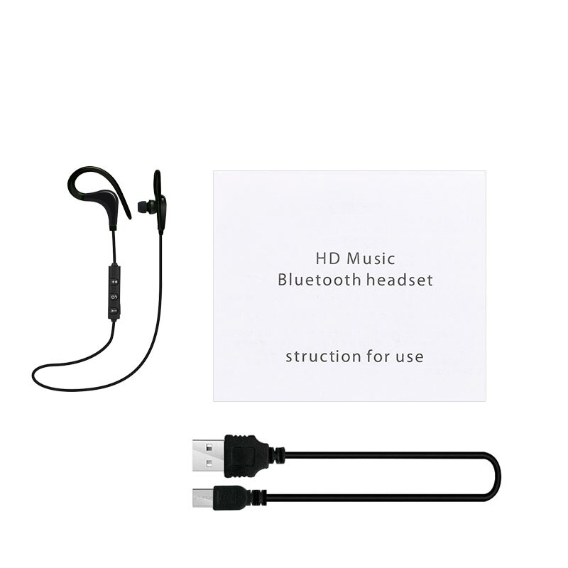 5,0 Mini auricular deportivo inalámbrico Bluetooth llamada con manos libres auriculares estéreo con micrófono auriculares deportivos con gancho para la oreja para IPhone Android: black