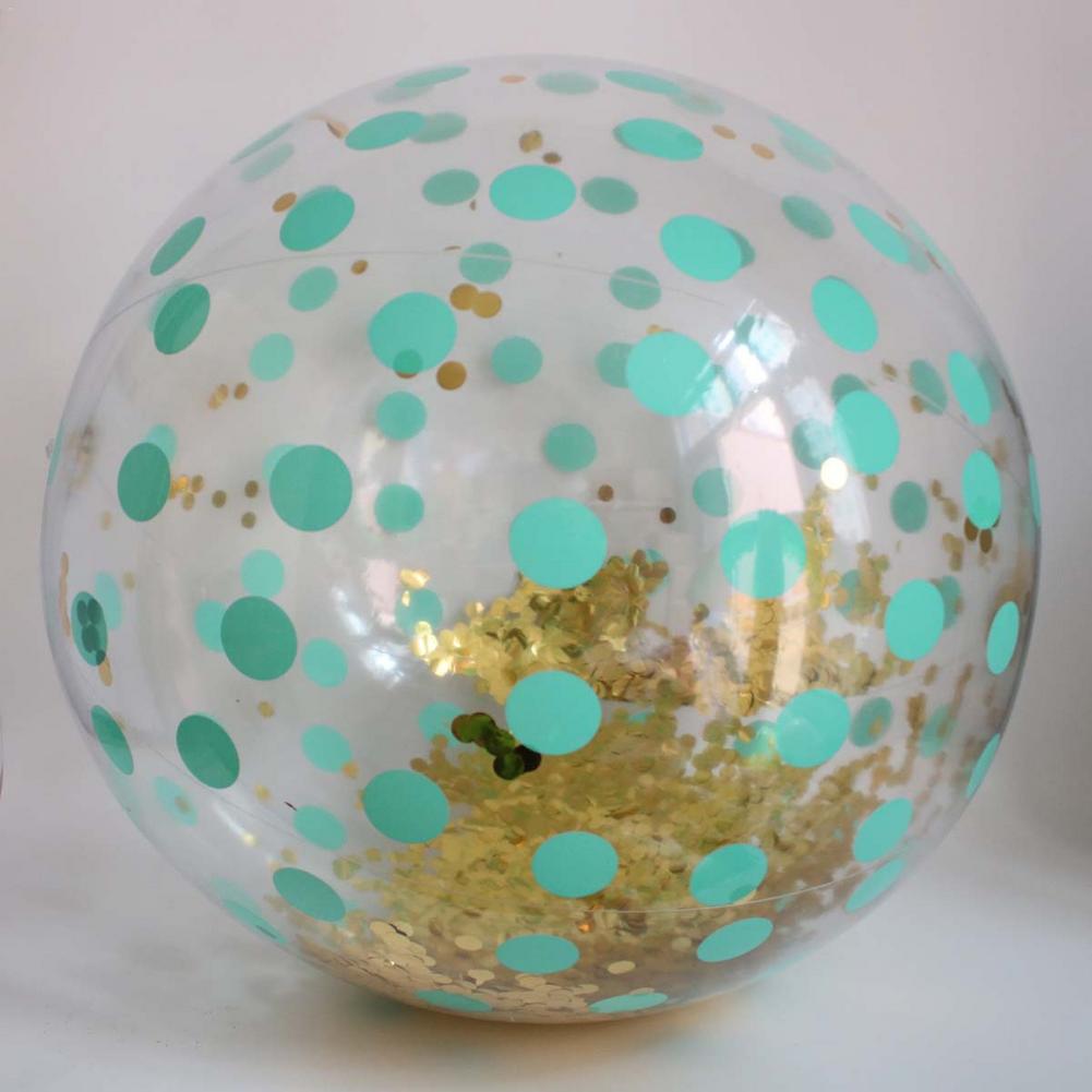 Opblaasbare Sequin Beach Bal Transparante PVC Water Bal Speelgoed voor Kids Volwassenen Mooie Gouden Confetti In Deze Bal