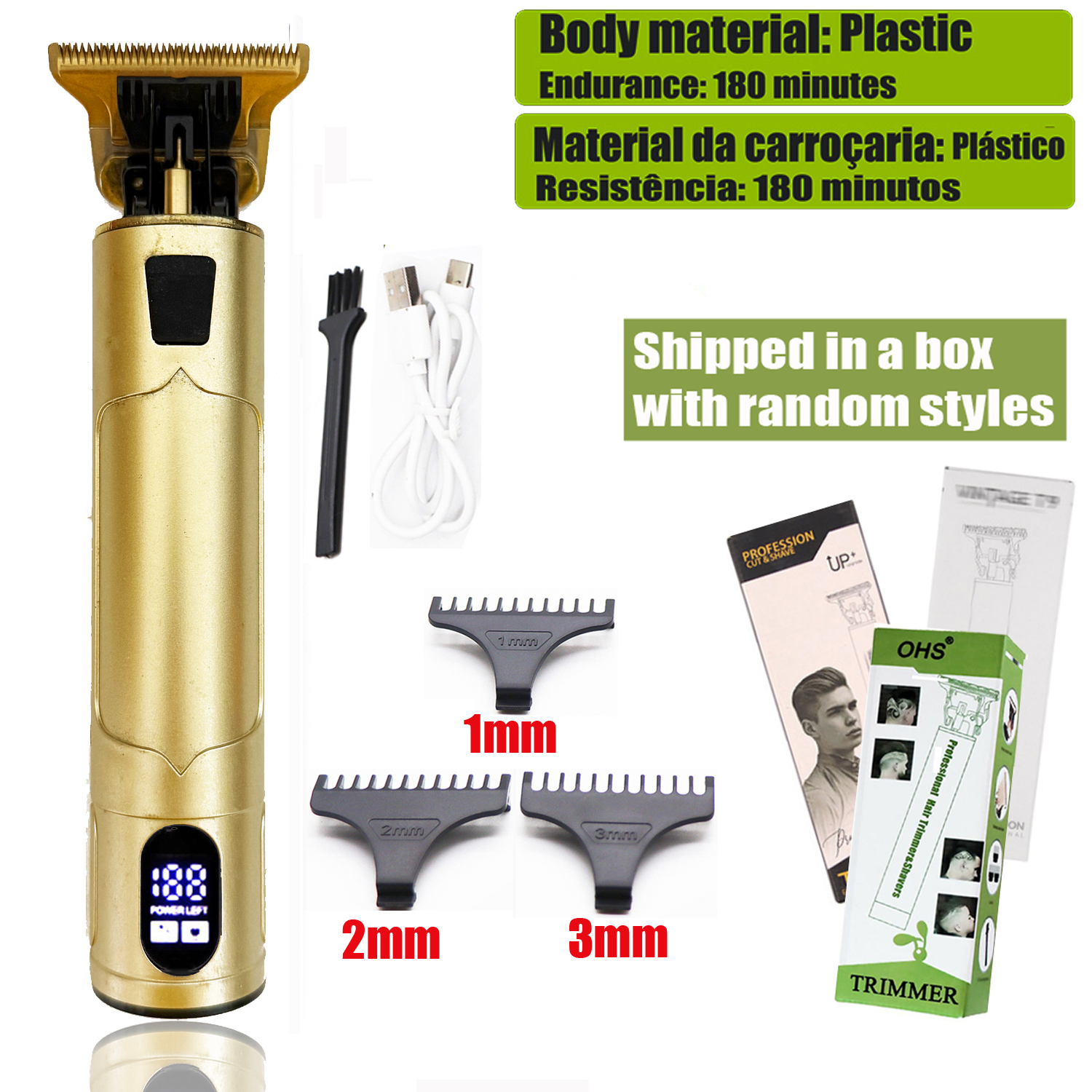 OHS Electric Hair Clipper USB Cordless Clipper Beard Trimmer Haircut Grooming Kit Hair Cutting Machine