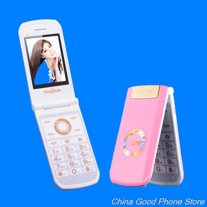 Flip 2.4inch Touch Screen Mobile Phone 2800mAh Big Keyboard Dual Sim FM MP3 MP4 Bluetooth Cute Cellphone TKEXUN G3