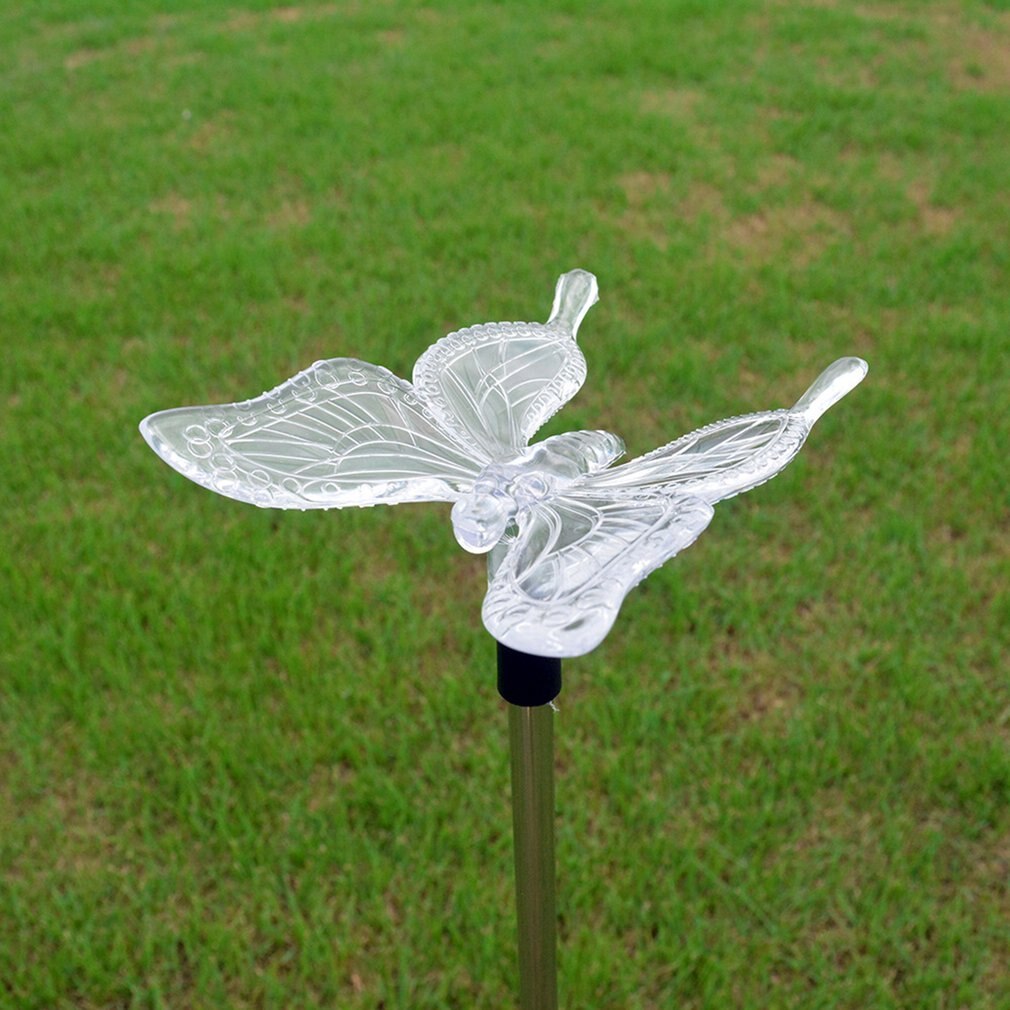 2Pcs Multicolor led Solar Stake Lights Outdoor Dragonfly/Butterfly Lawn Lamps Outdoor Garden Lawn Landscape Pathway Lights