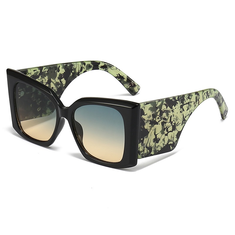 Damskie Oversize kwadratowe okulary przeciwsłoneczne męskie szerokie okulary nogi podróże męskie odcienie żeńskie Gafas Oculos Retro markowe luksusowe UV400: zielony