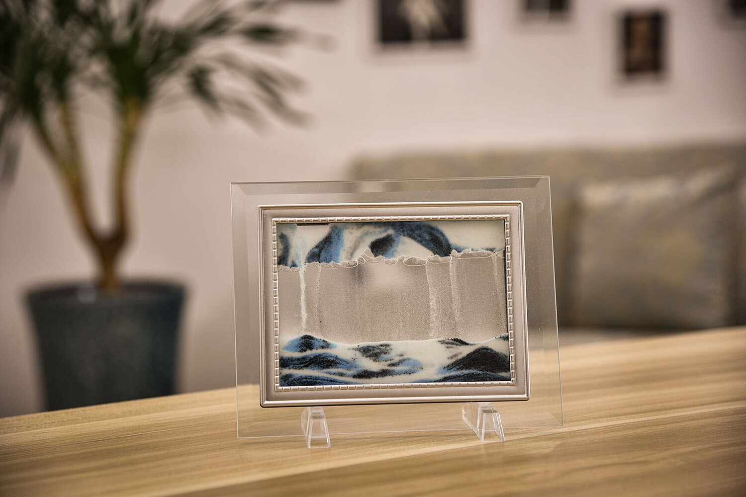 Glas kviksand flow landskab male kontor stue 3d glas fotoramme flyt sand billede timeglas indretning male: 1 / 10 tommer