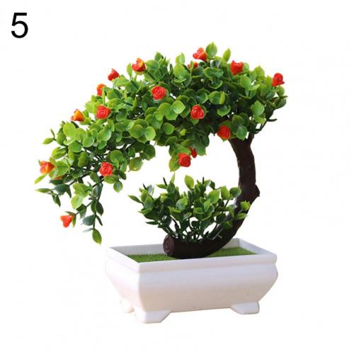 Kunstmatige Plastic Bonsai Nep Planten Bloem Bruiloft Home Decor Tuin Hotel Ingemaakte Kunstmatige Nep Plastic Bonsai Plant Boom: 5